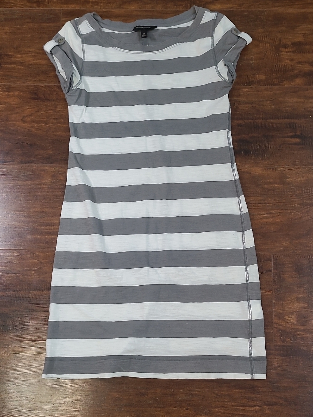 Banana Republic Gray and White Striped Mini Dress 100% Cotton Size Xs